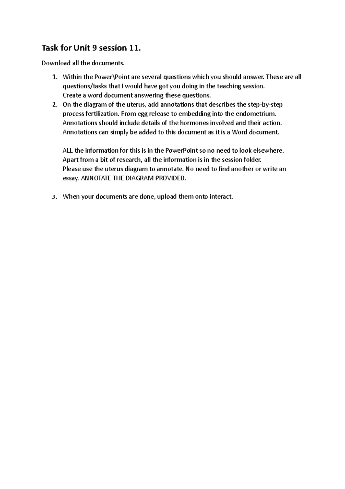Task for Unit 9 session 11 - Task for Unit 9 session 11. Download all ...