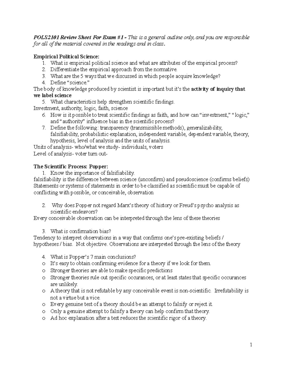 POLS2101 Study Guide - questions - POLS2101 Review Sheet For Exam #1 ...
