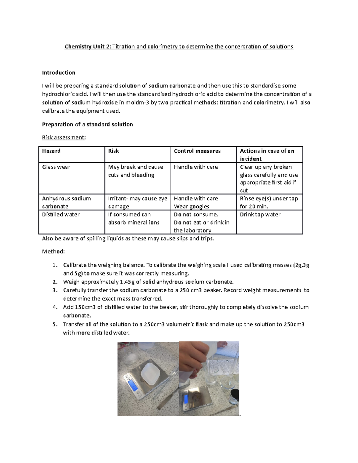 Chemistry Unit 2 start you off Chemistry Unit 2 Titration and