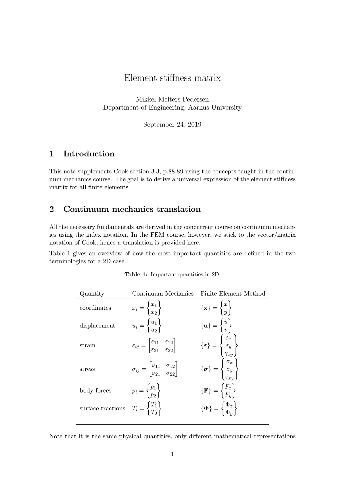 Fem Stiffness Matrix Example