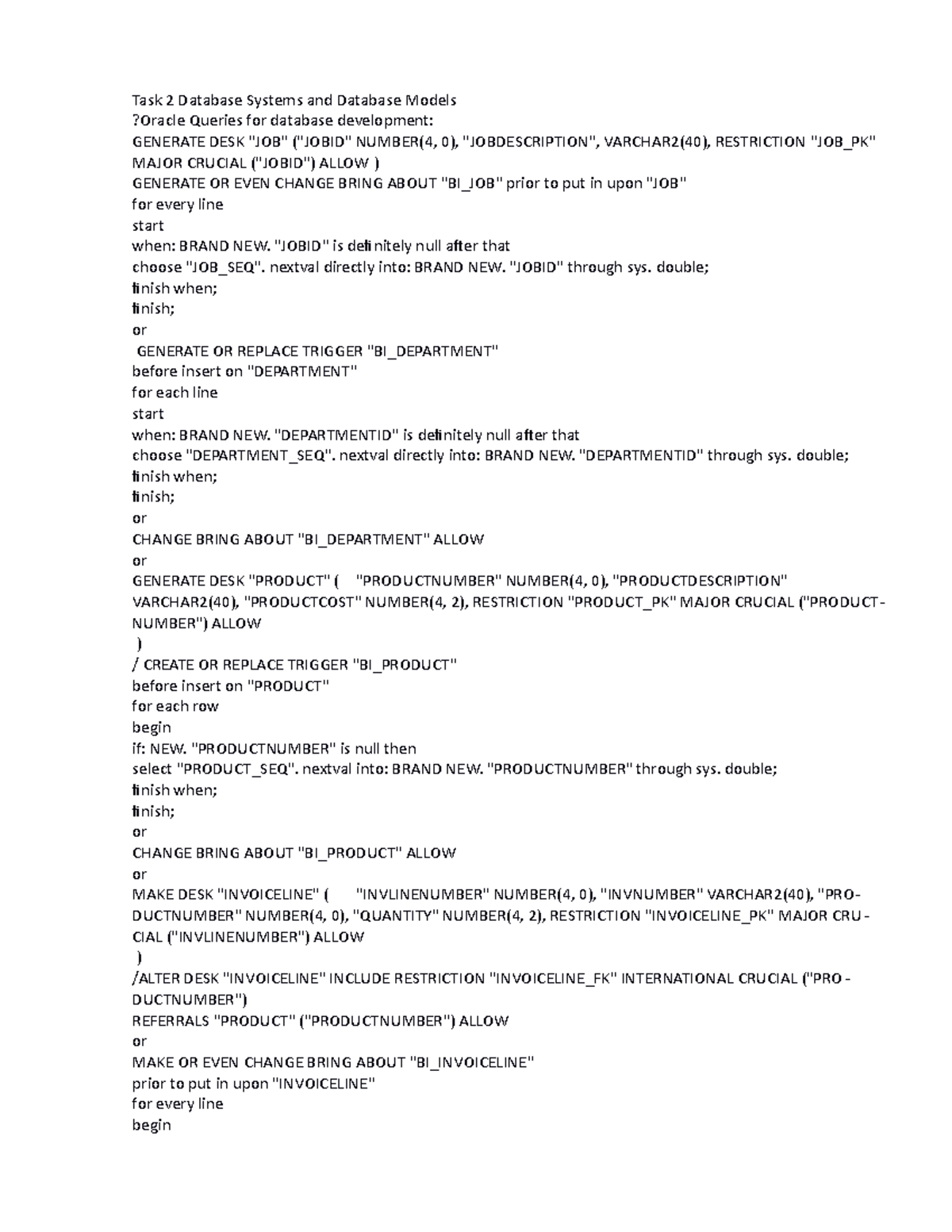 Assignment 2 Database Systems and Database Models - Task 2 Database ...