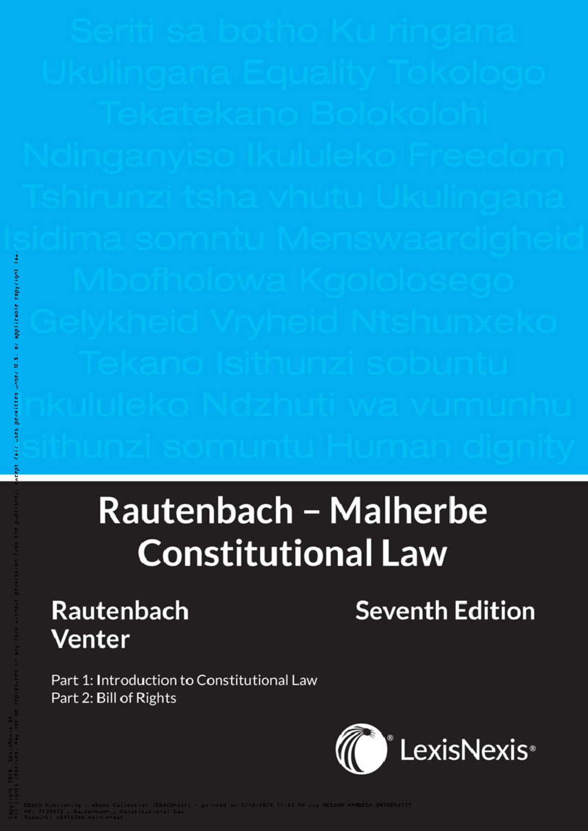 Rautenbach 2018 Cover Constitutional Law - LSKP421 - Copyright ...