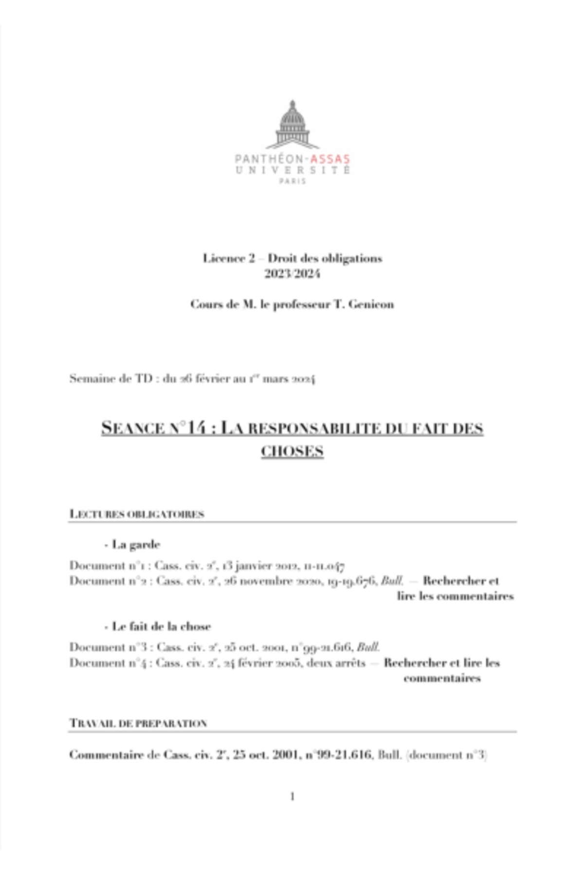 Fiches Td N Fiche Td G Nicon Droit Des Obligations Studocu