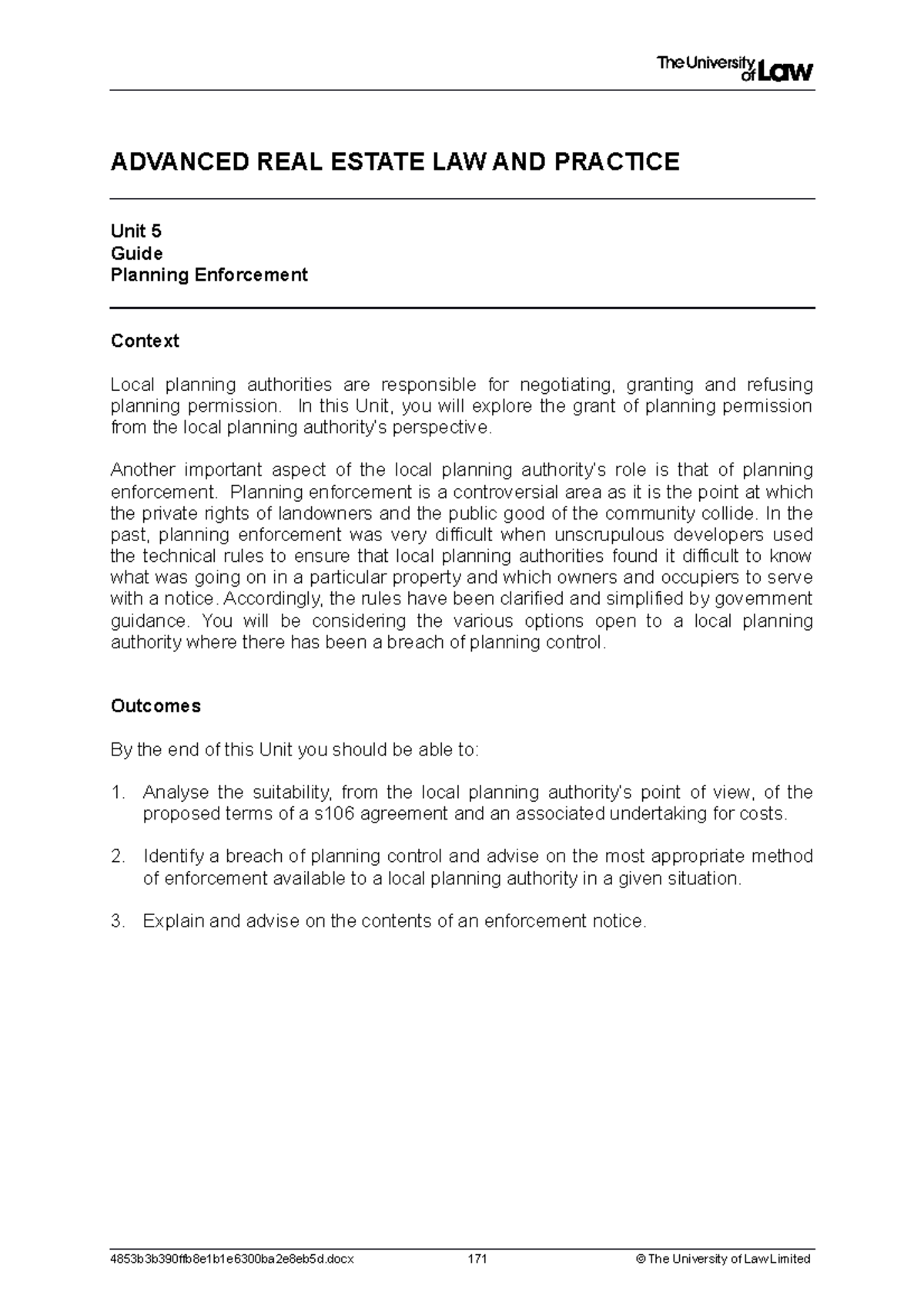 2122 are ws05 ce01 guide - ADVANCED REAL ESTATE LAW AND PRACTICE Unit 5 ...