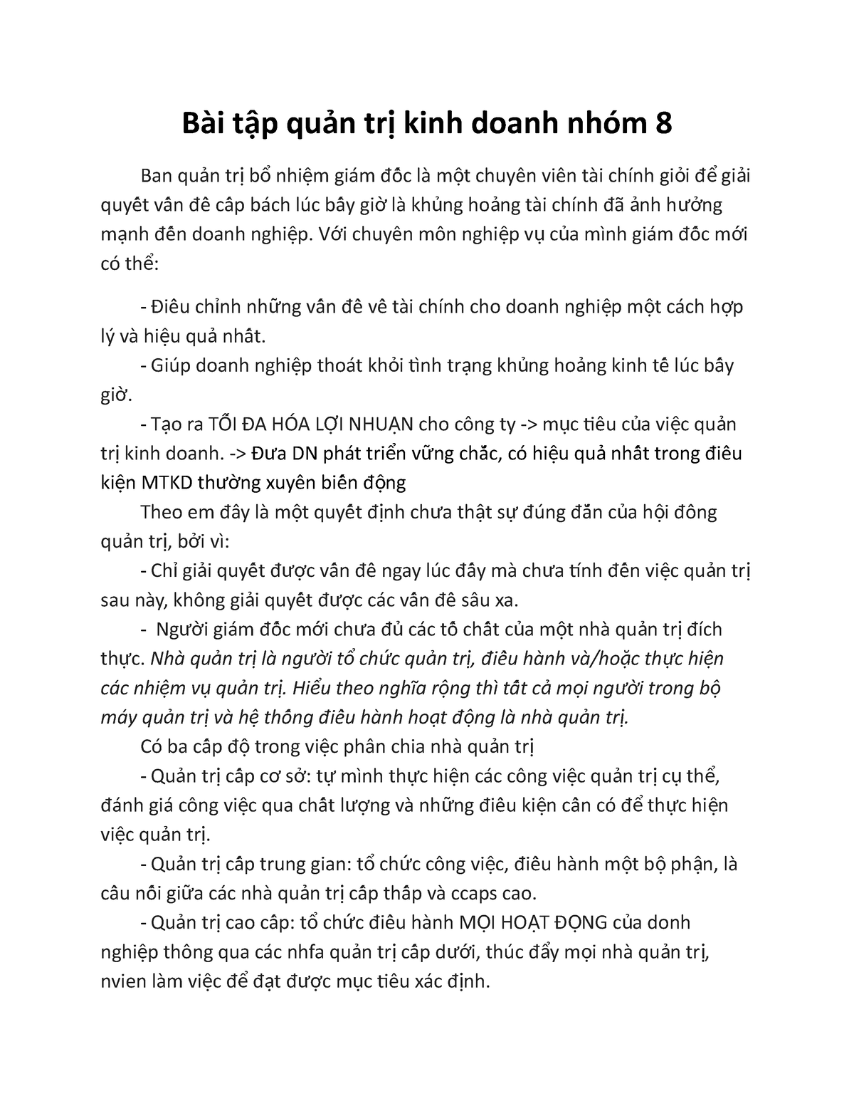 Bài Tập Quản Trị Kinh Doanh Nhóm 8 - Bài T P Qu N Tr Kinh Doanh Nhóm 8ậ ...