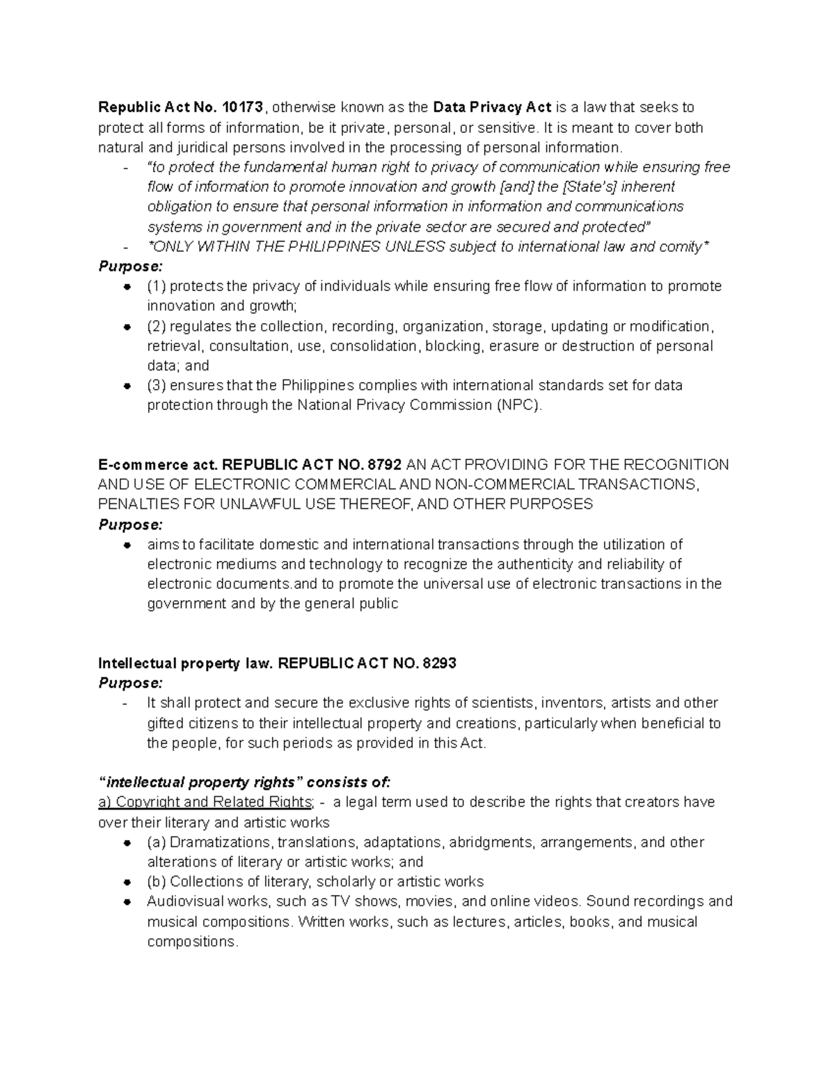 LAW 3 Module: IPL - Republic Act No. 10173, otherwise known as the Data ...