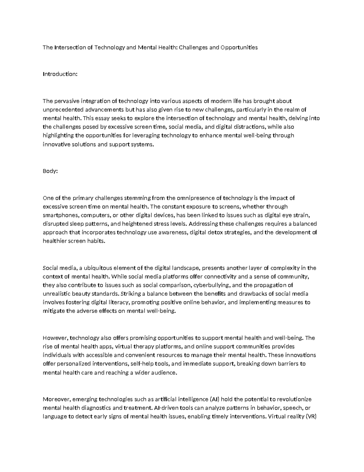 1A The Intersection of Technology and Mental Health - The Intersection ...