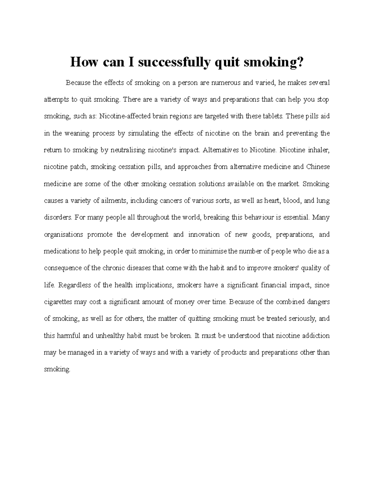 process essay how to quit smoking