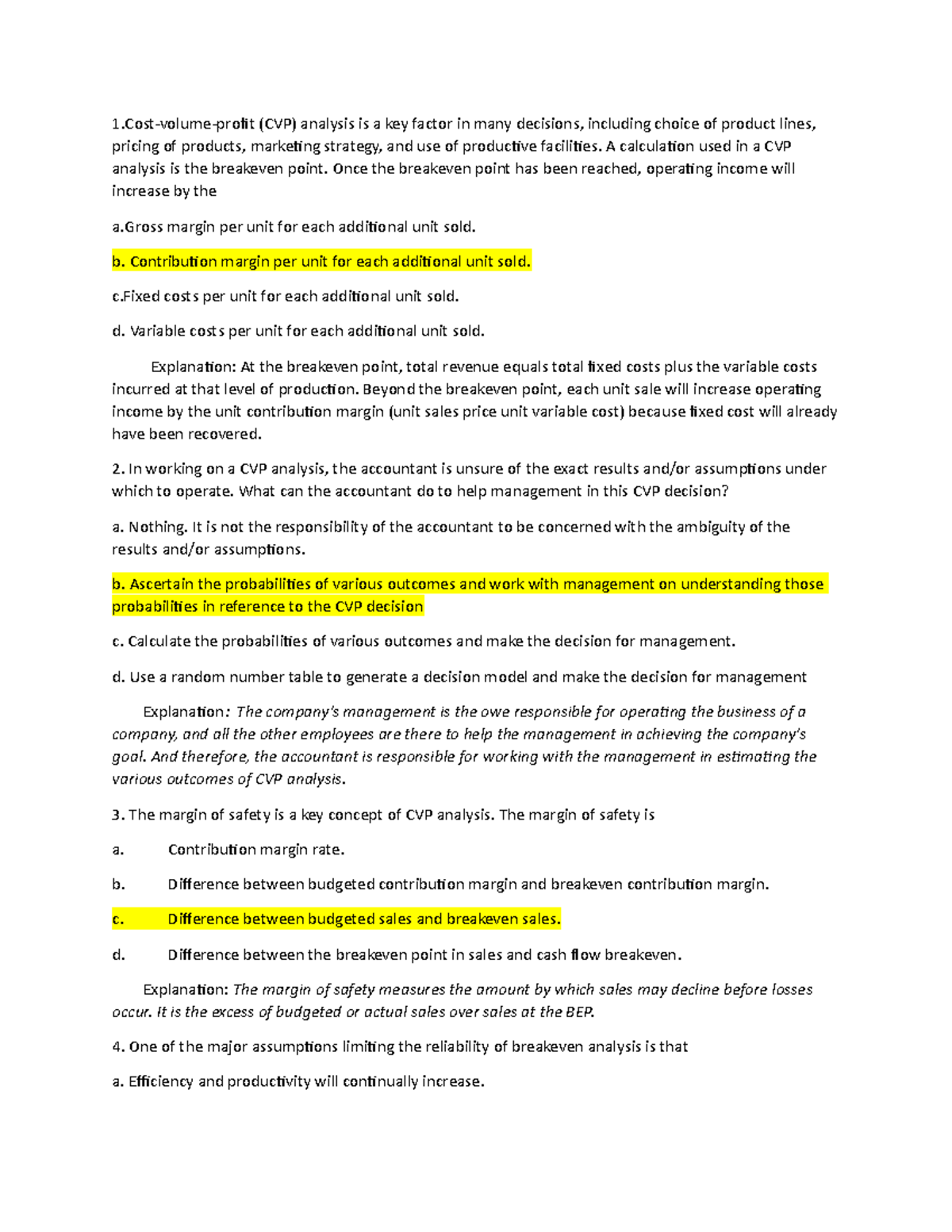 Assignment 3-CAC - Lecture notes 1 - 1-volume-profit (CVP) analysis is ...