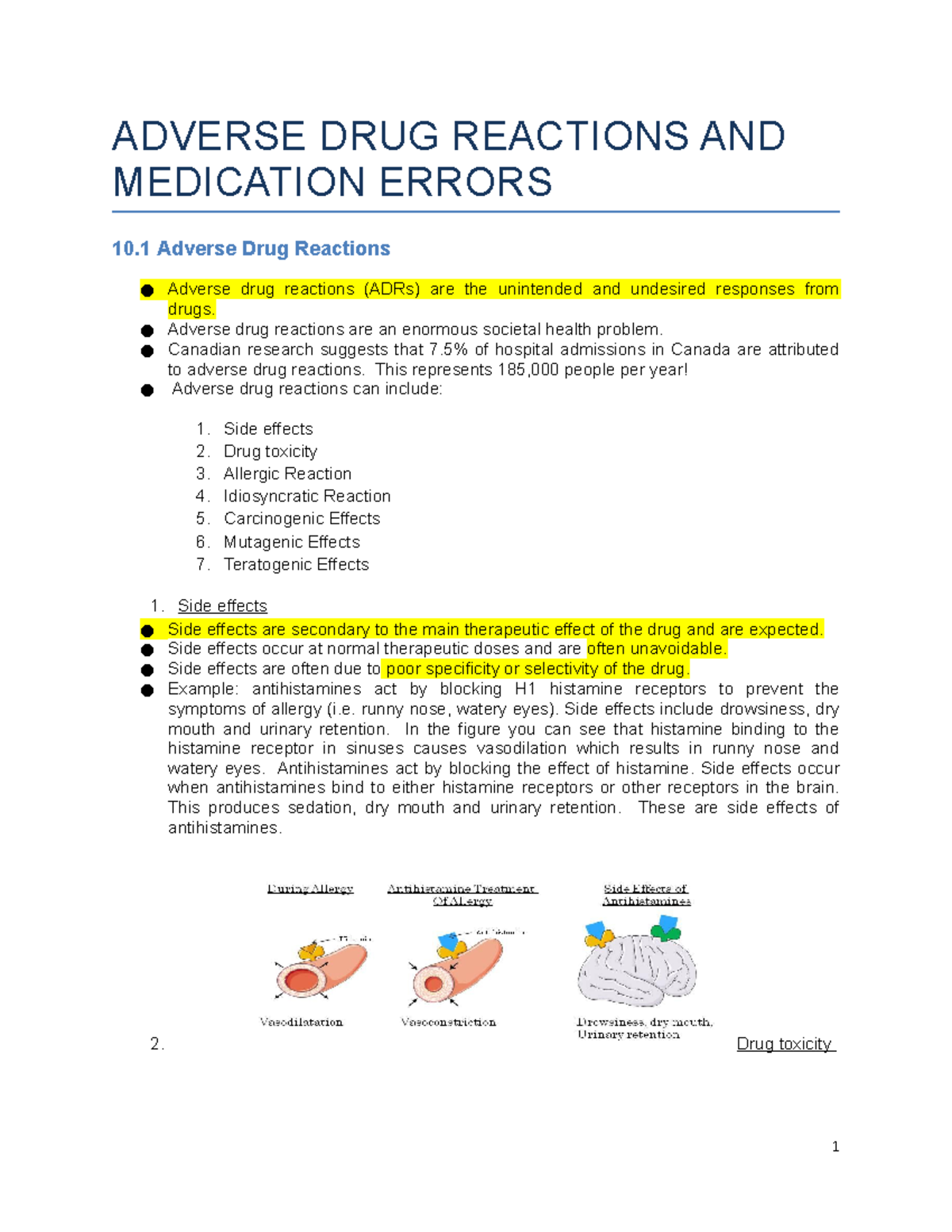 Module 10 Adverse Drug Reactions And Medications Errors - ADVERSE DRUG ...