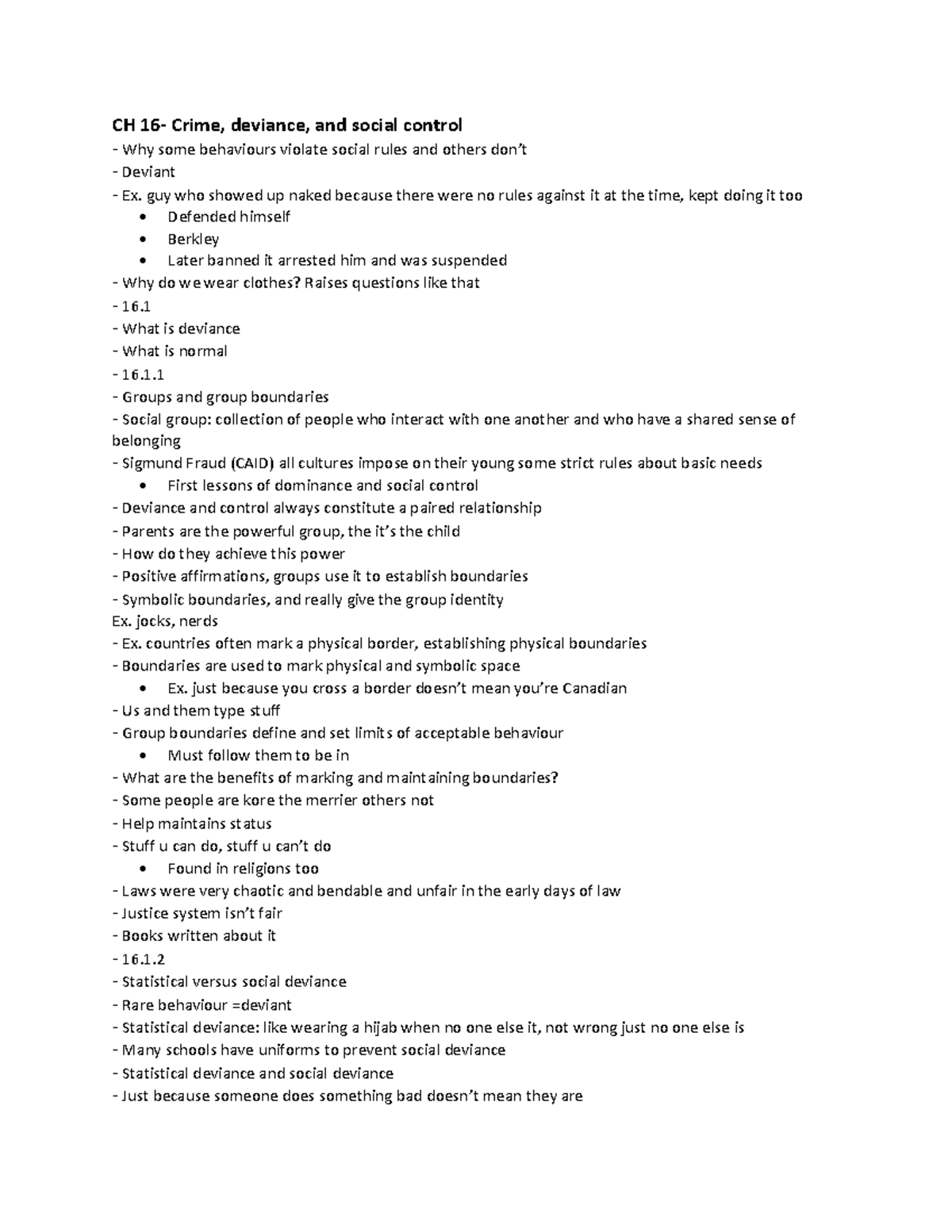 Reading Chapter 16 - CH 16- Crime, deviance, and social control - Why ...