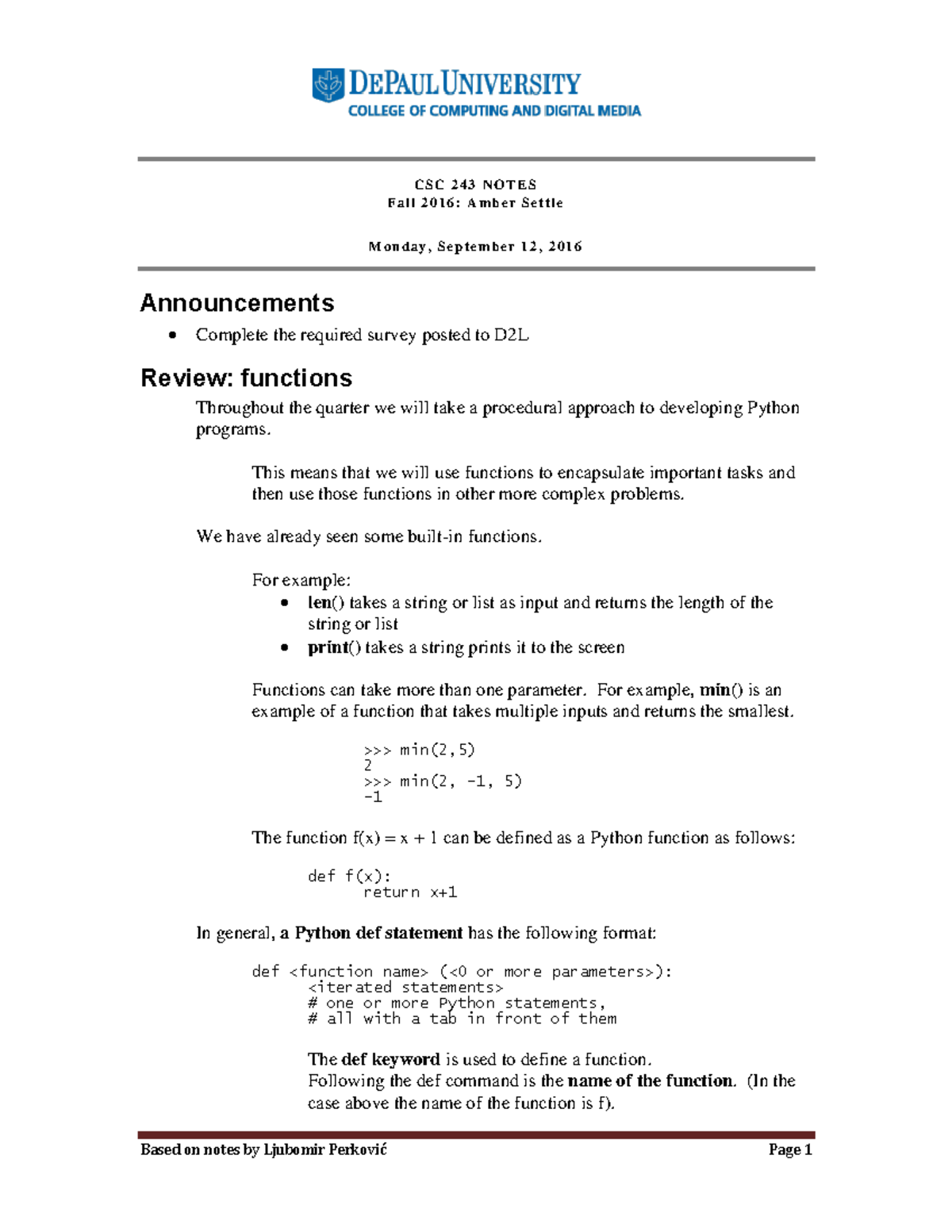 Csc243sept12th - 9.12 - CSC 243 NOTES F Al L 2 0 1 6 : A Mb E R S E T T ...