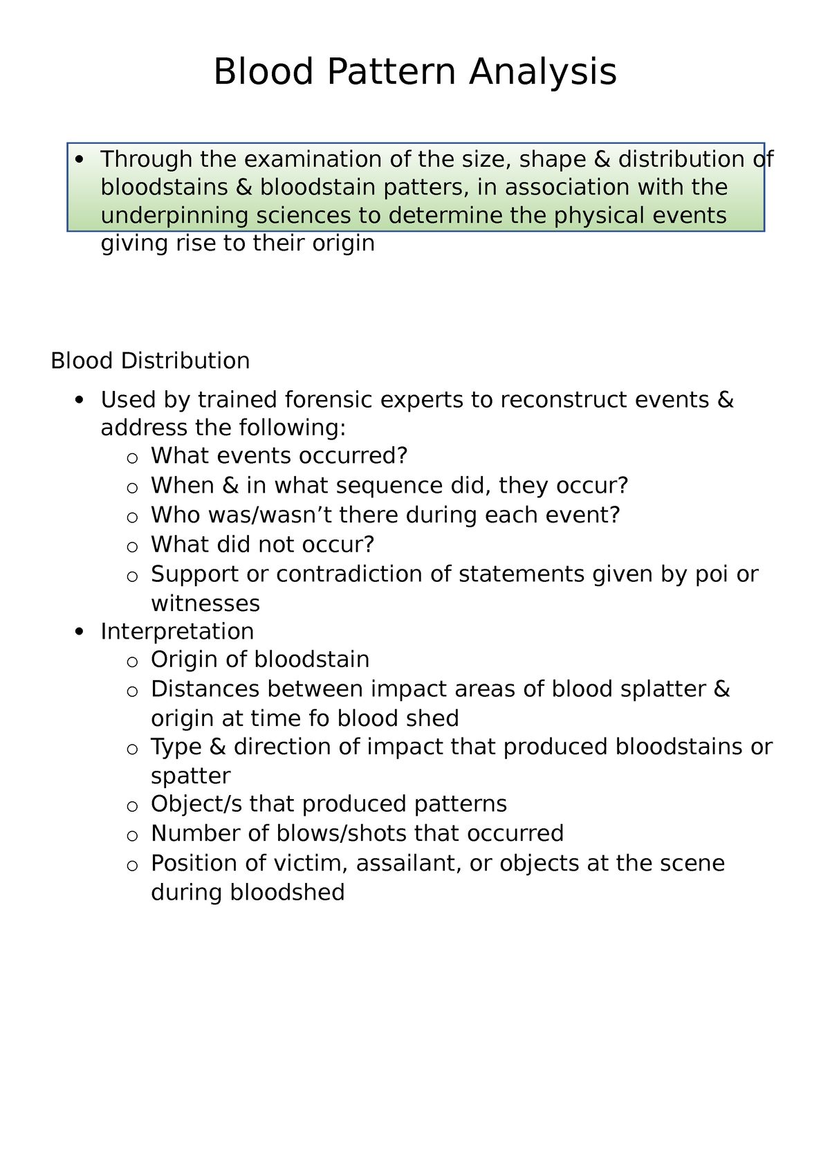 blood pattern analysis dissertation