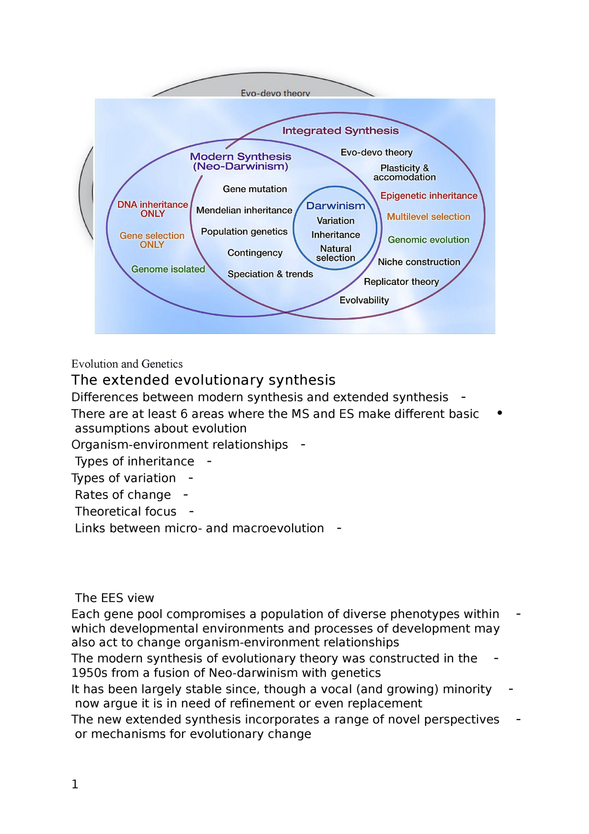 short note on evolutionary synthesis