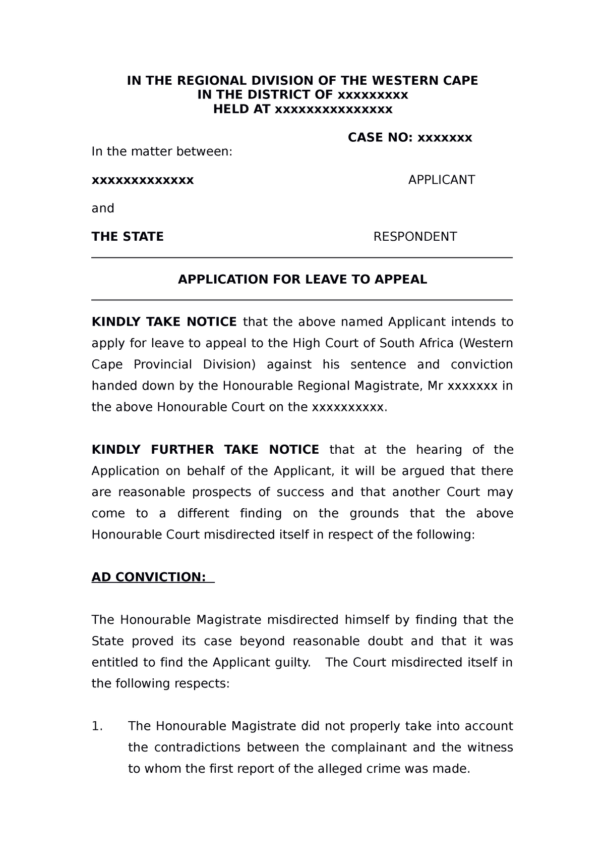 Application Leave To Appeal IN THE REGIONAL DIVISION OF THE WESTERN   Thumb 1200 1698 