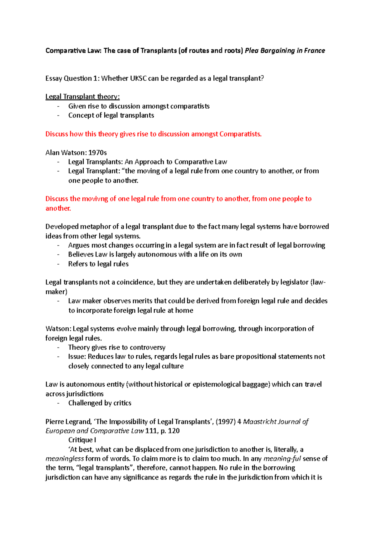 Comparative Law Lecture 13- Legal Transplants - Comparative Law: The ...