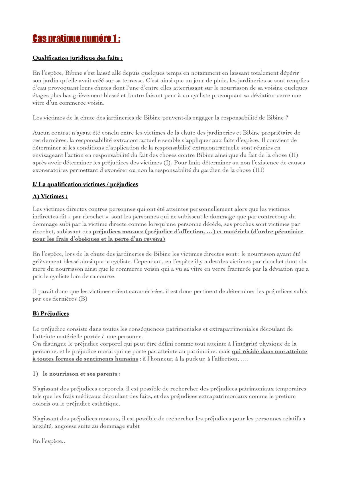 Td Rc Cas Pratique Rc Cas Pratique Num Ro Qualification Juridique Des Faits En L