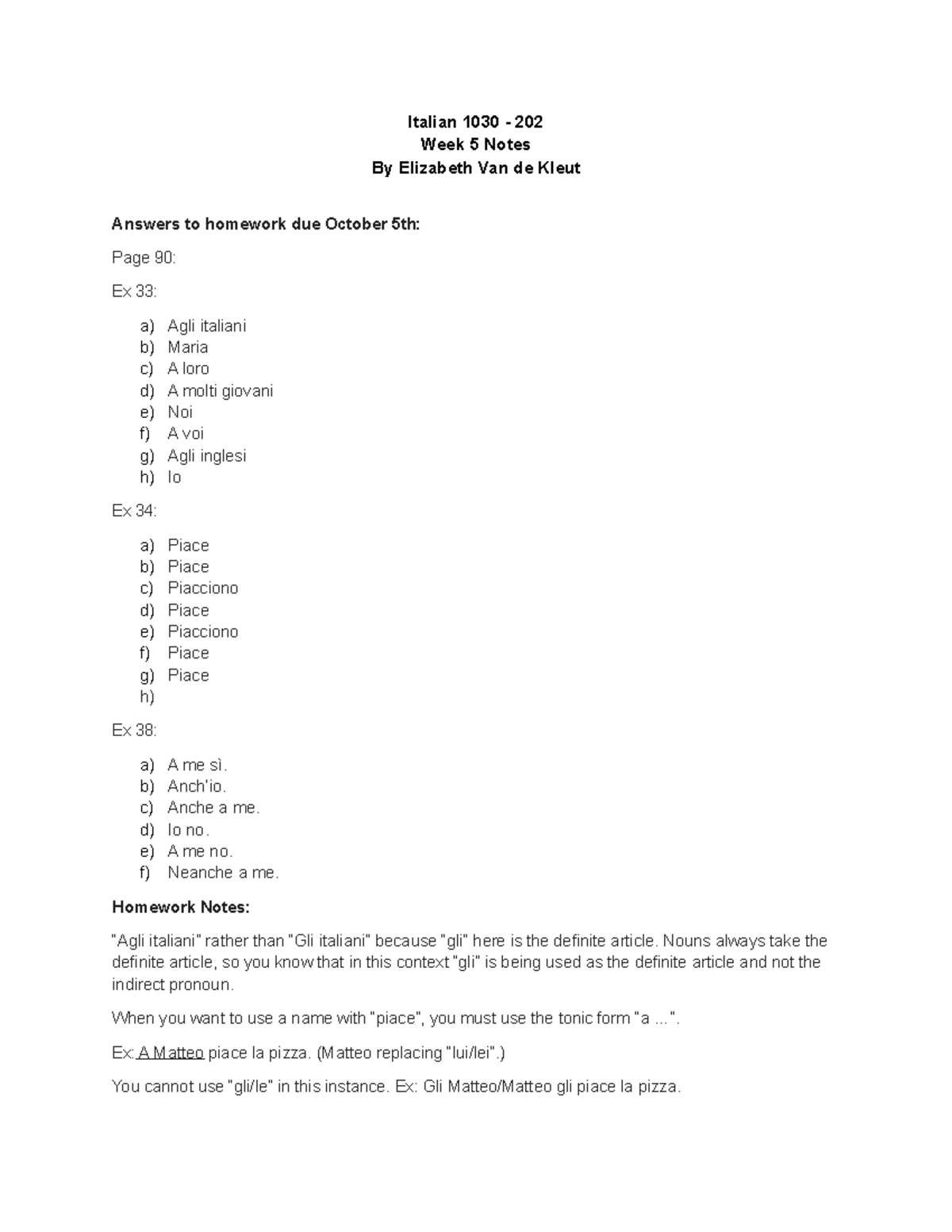 Ita+notes+week+5+wednesday - Italian 1030 - 202 Week 5 Notes By ...