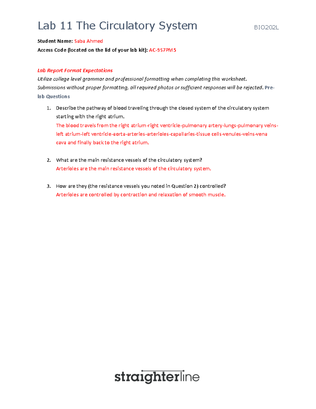 Lab 11 - n/a - Student Name: Saba Ahmed Access Code (located on the lid ...