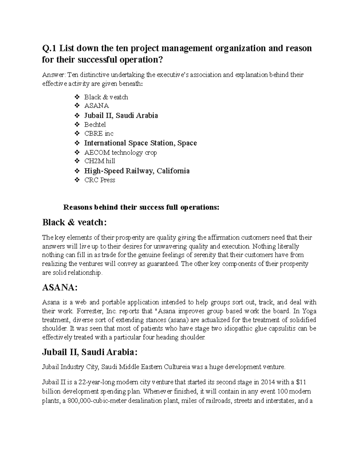52 - assignment - Q List down the ten project management organization ...