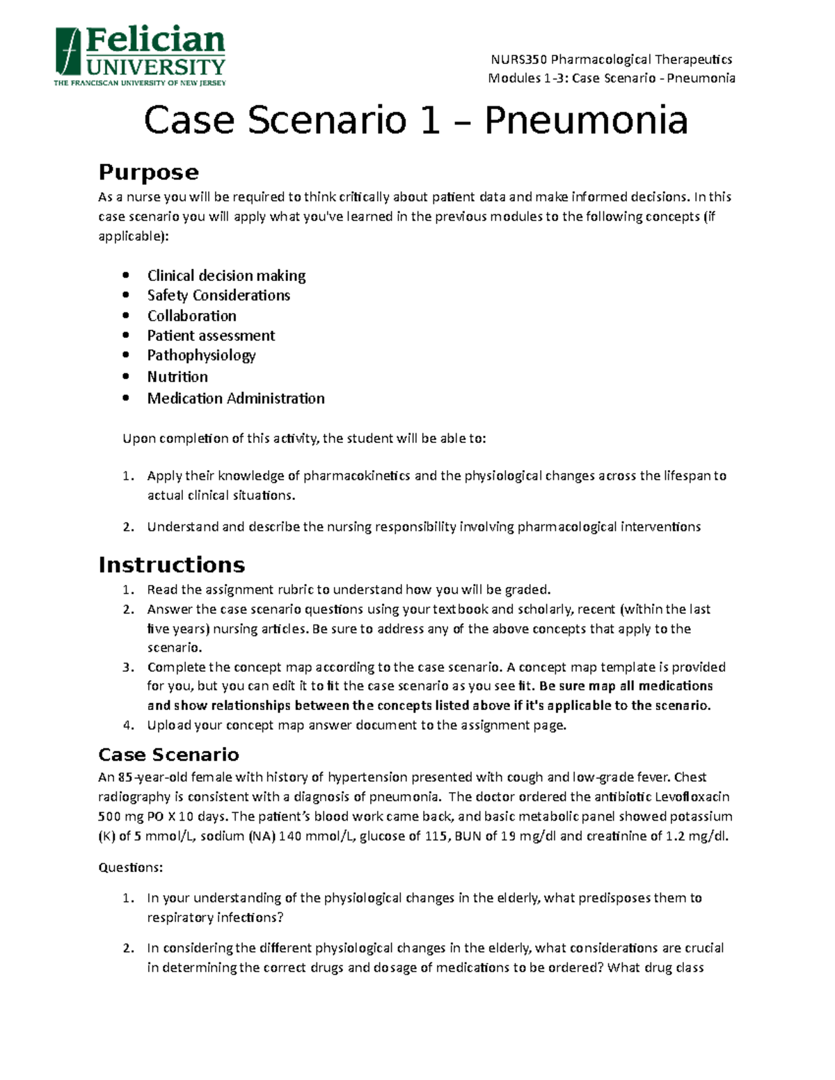 pneumonia case study for nursing students