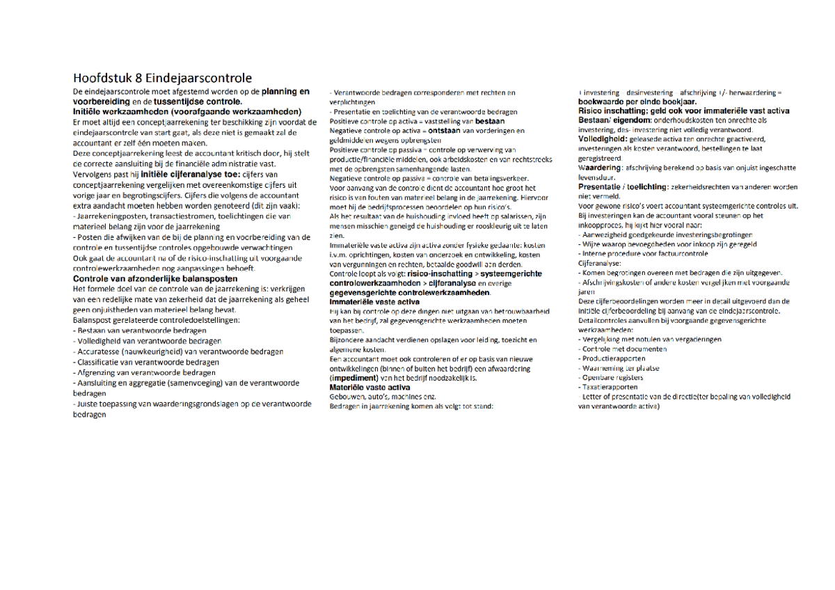 Samenvatting CW 1 - Controlewerkzaamheden 1.4 - Studeersnel