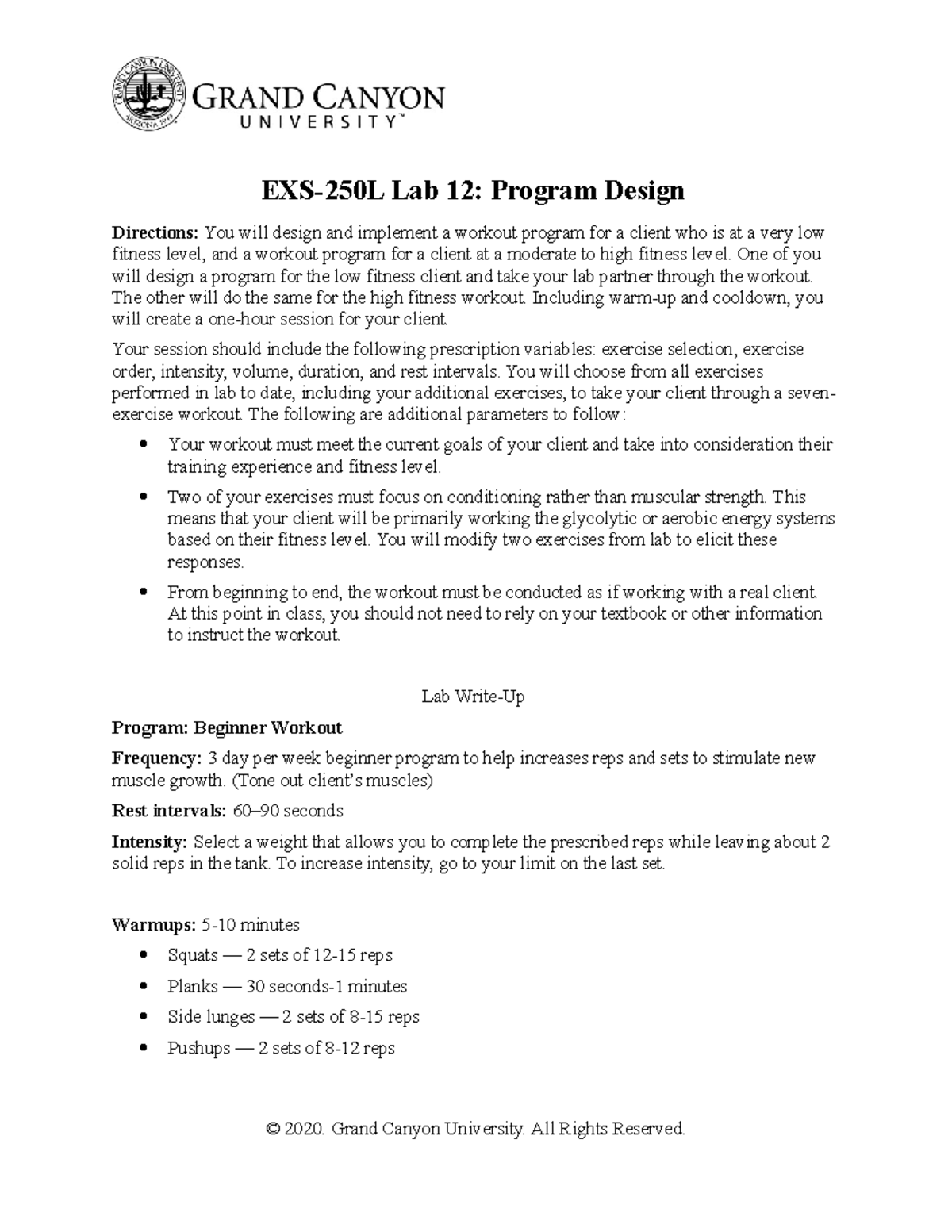 EXS 250L-RS-Lab12-Program Design - EXS-202 - GCU - Studocu