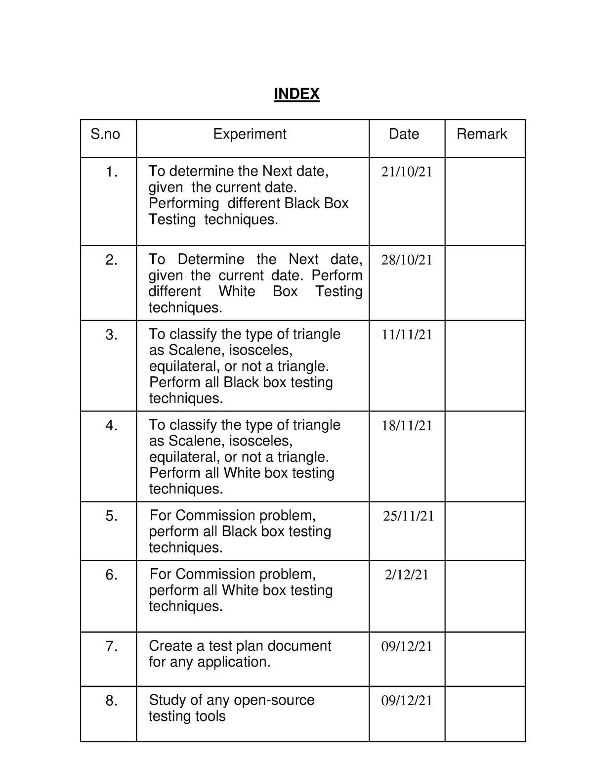 Stqa file - INDEX S Experiment Date Remark 1. To determine the Next ...