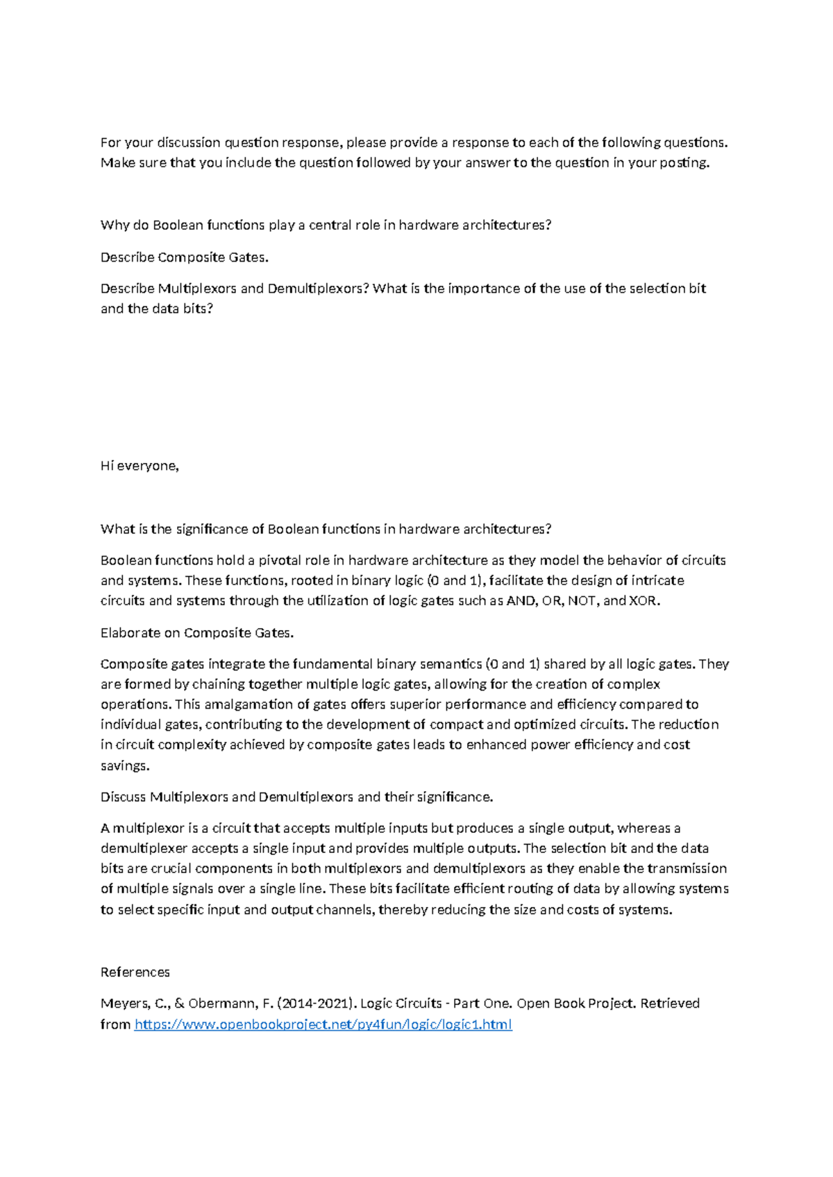 Computer systems - discussion unit 1 - For your discussion question ...