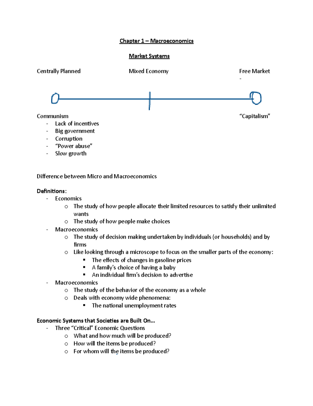 Principles Of Macroeconomics Notes - Chapter 1 – Macroeconomics Market ...