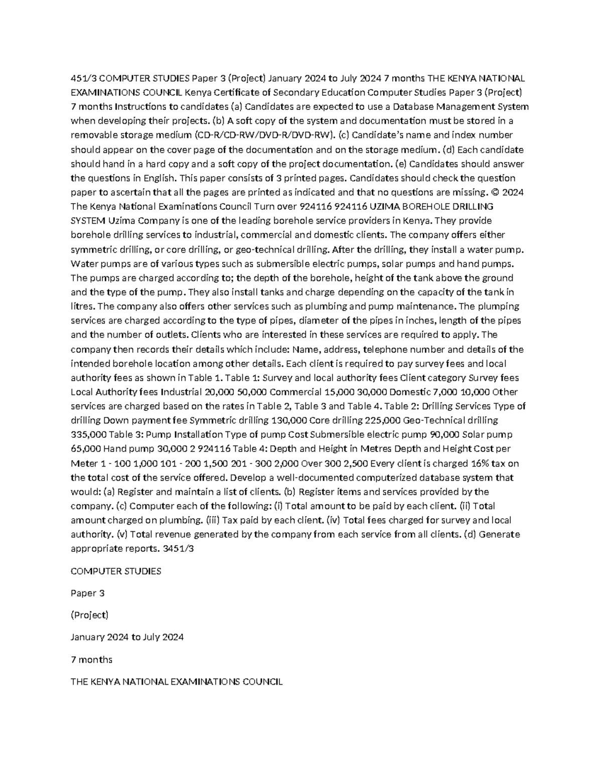 A copy to kcse project 2024 - 451/3 COMPUTER STUDIES Paper 3 (Project ...