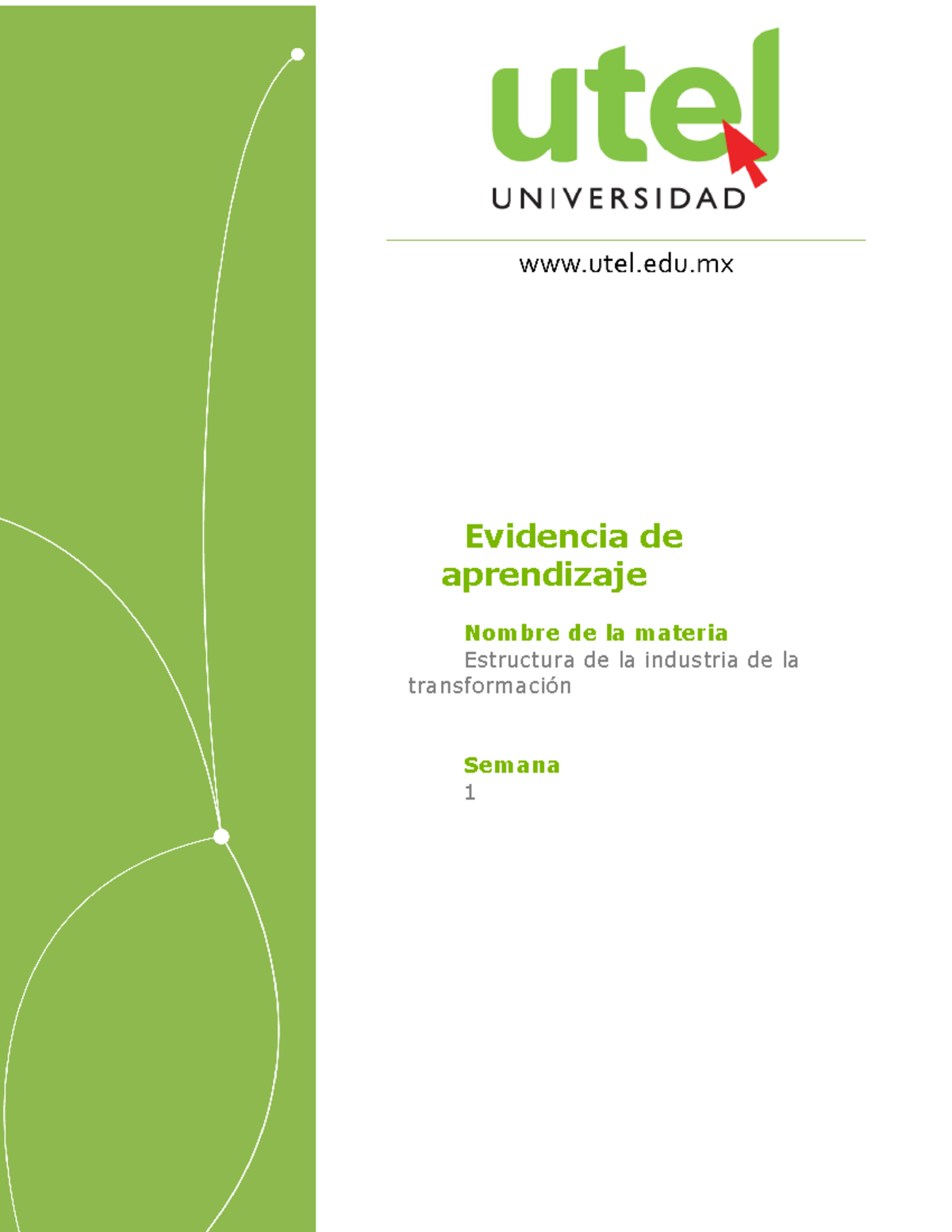 Estructura De La Industria Evidencia Evidencia De Aprendizaje Nombre De La Materia