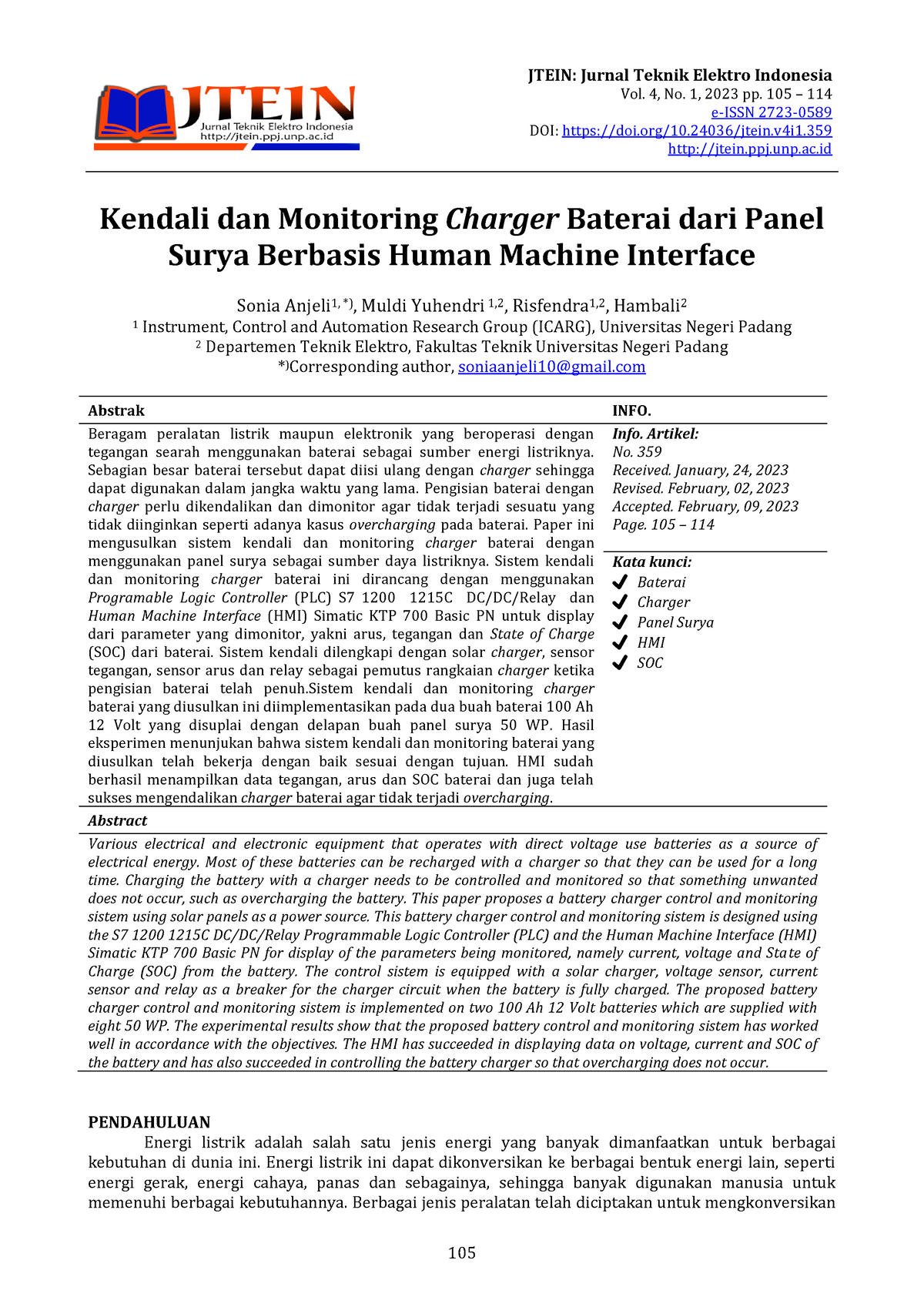 Jurnal Kendali Dan Monitoring Charger Baterai Dari Panel Surya Berbasis ...