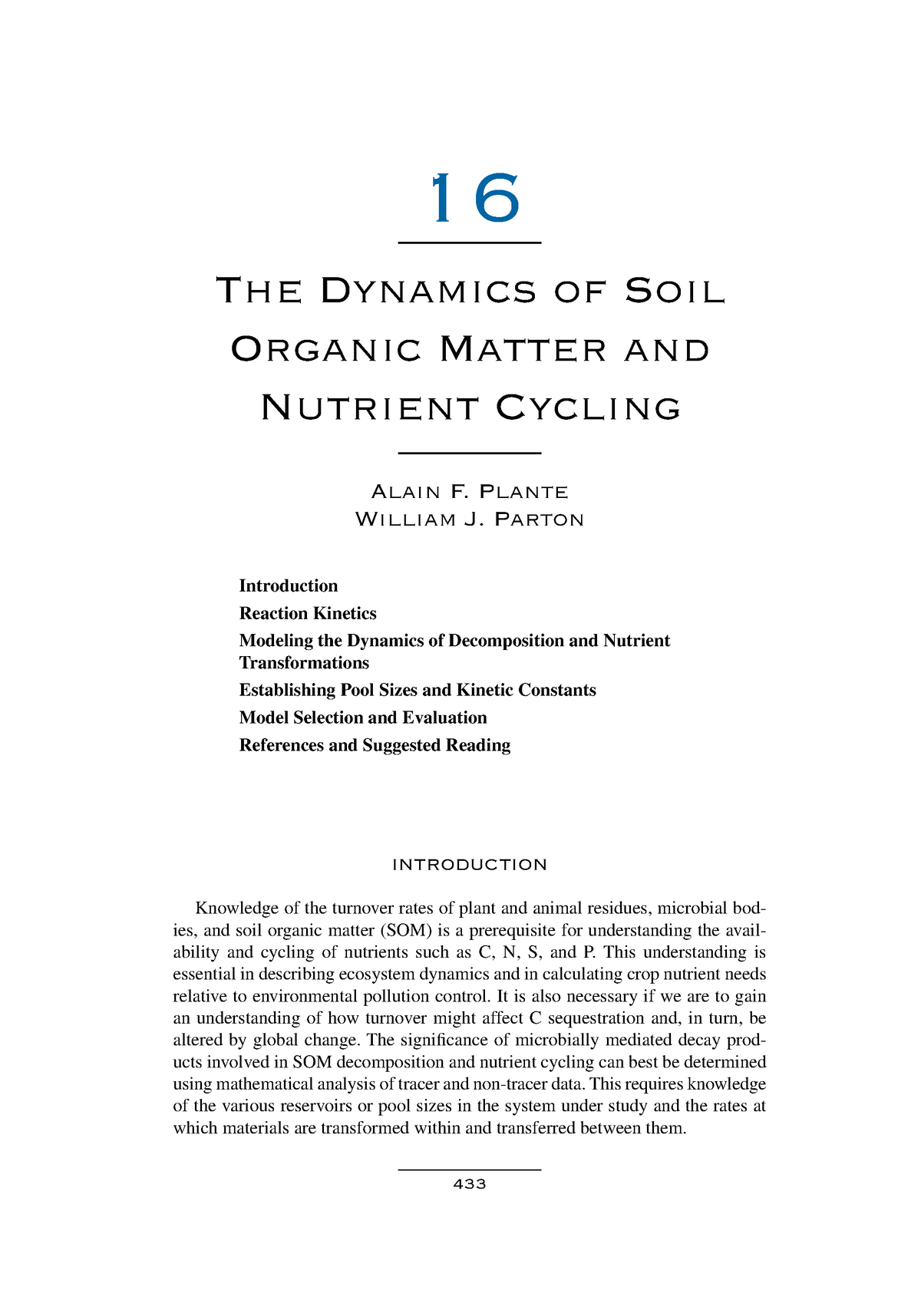 The Dynamics Of Soil Organic Matter And Nutrient Cycling - 16 The ...