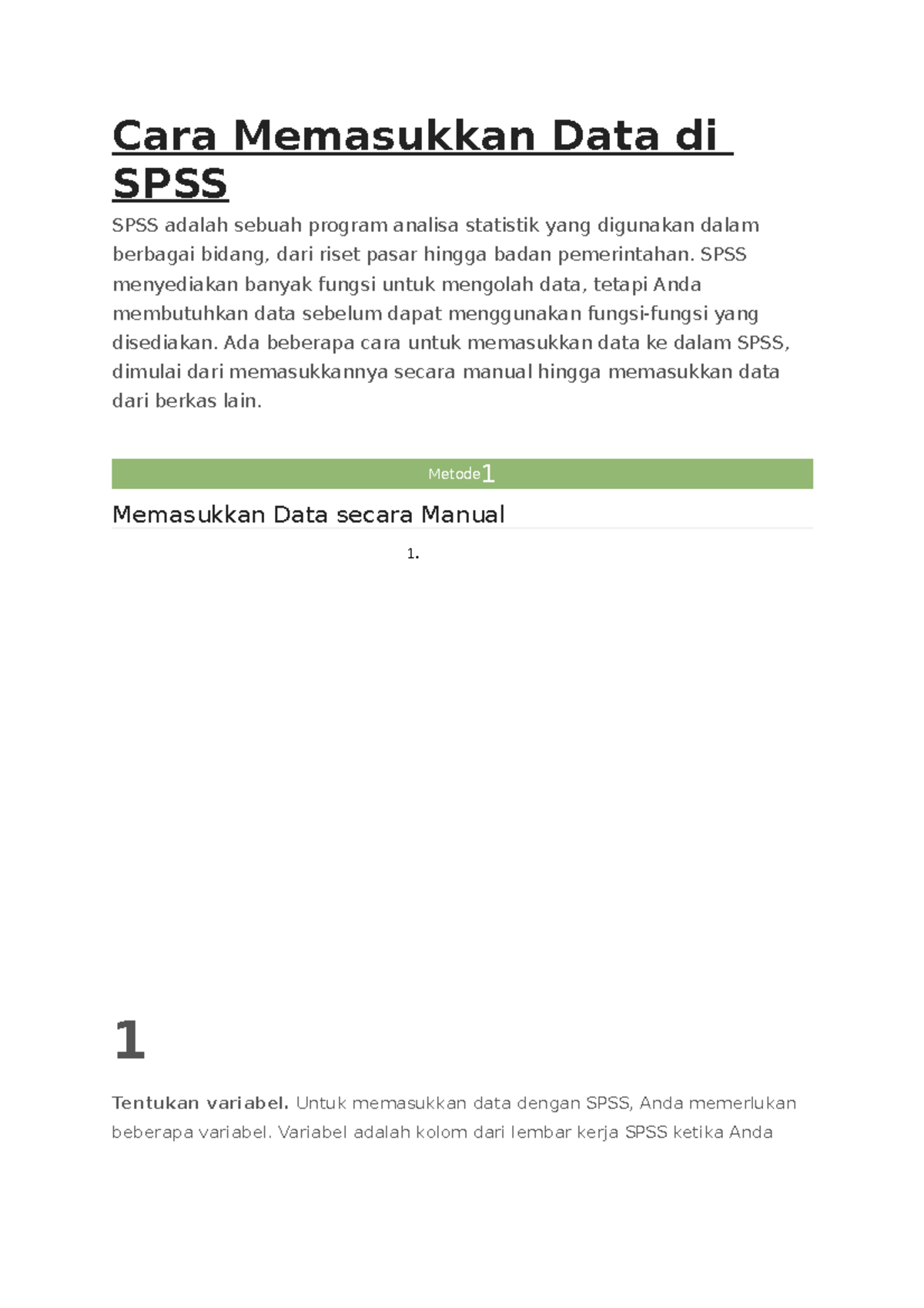 Cara Memasukkan Data Di SPSS - Cara Memasukkan Data Di SPSS SPSS Adalah ...