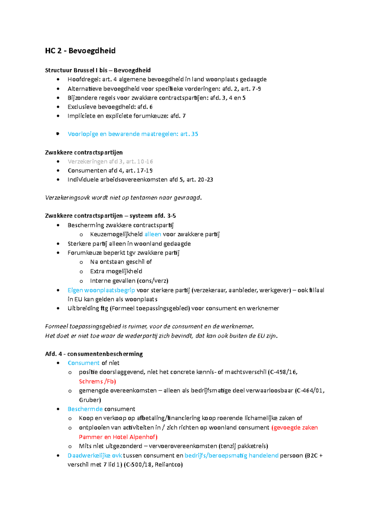 HC 2 - Aantekeningen - HC 2 - Bevoegdheid Structuur Brussel I Bis ...