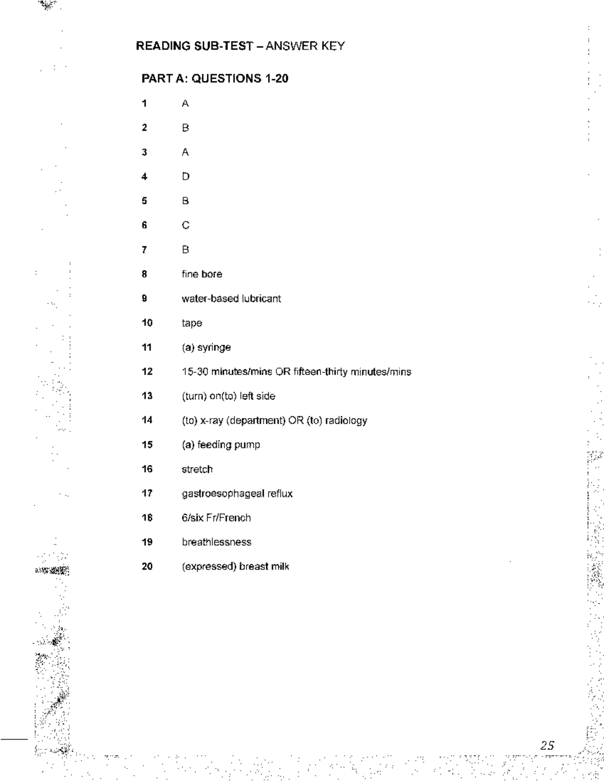 Full Reading Test ABC-28 - Answers - READING SUB-TEST-ANSWER KEY PART A ...