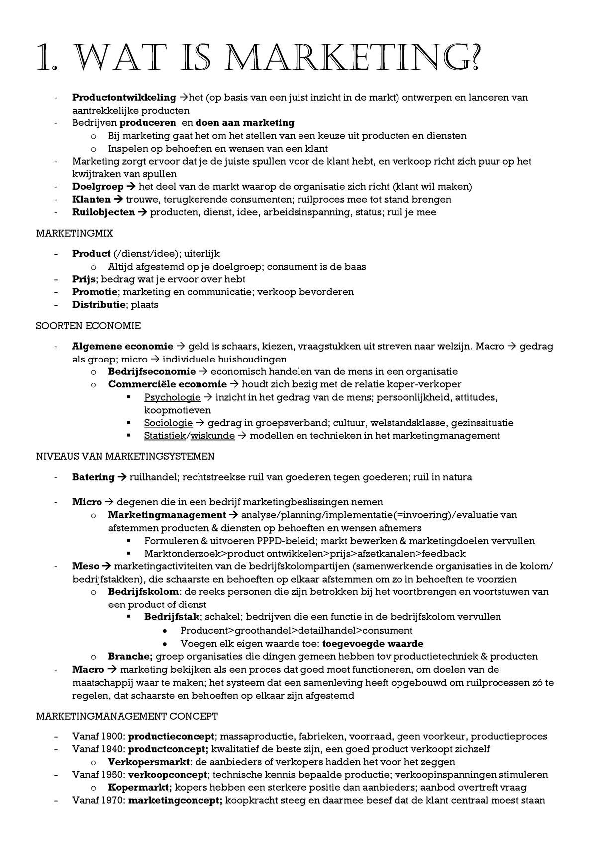 Samenvatting Grondslagen Van De Marketing - Hoofdstuk 1-15 - 1. Wat Is ...