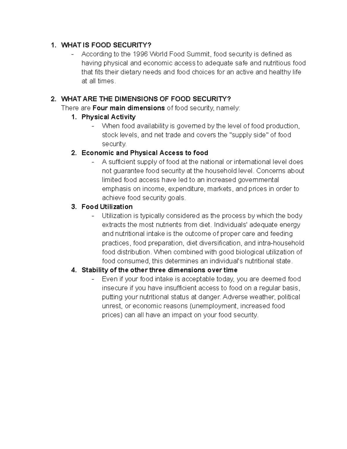 TGE 4 Seat Work - Contemporary World - 1. WHAT IS FOOD SECURITY ...