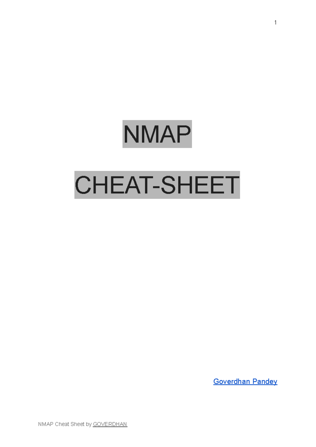 NMAP Cheat Sheet - basic notes - NMAP CHEAT-SHEET Goverdhan Pandey ...