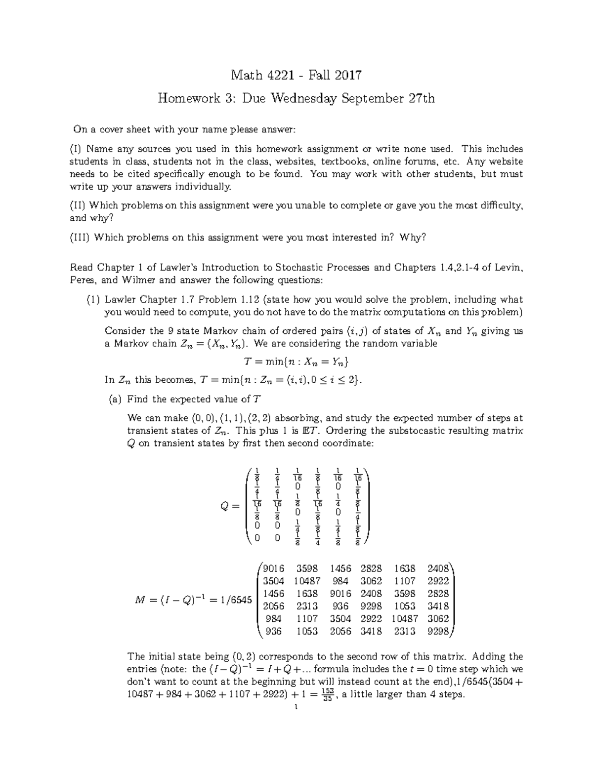 HW3solutions - The solution to HW3. - Math 4221 - Fall 2017 Homework 3 ...