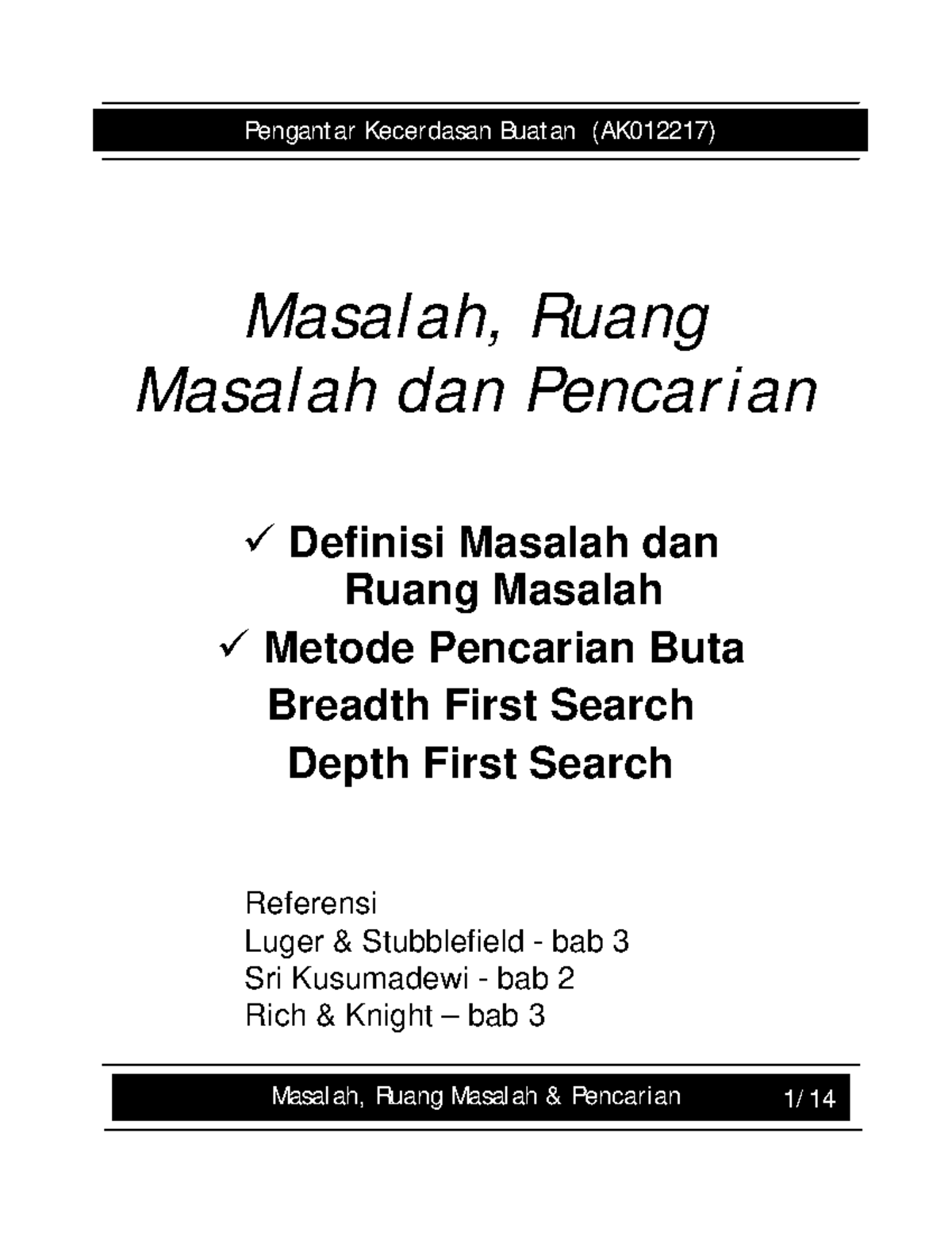 3 Masalah Ruang Masalah Dan Pencarian - Bahasa Pemograman - Studocu