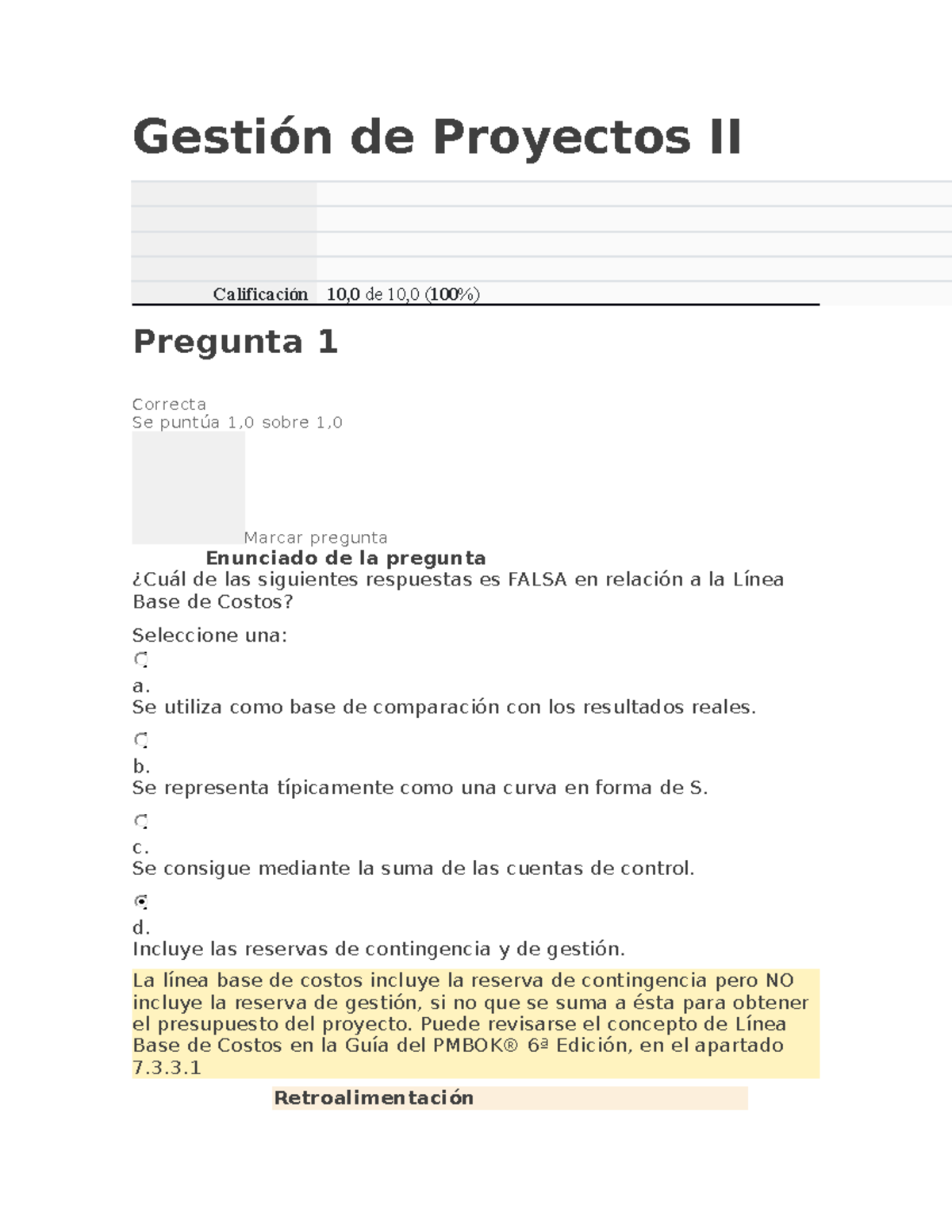 Examen 1 Gestión De Proyectos II - Copia - Gestión De Proyectos II ...