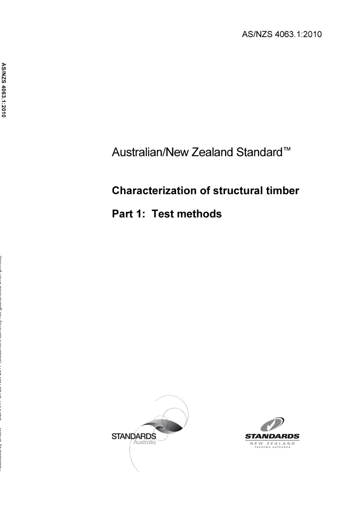 Asnzs 4063.1-2010 Characterization of structural timber Part 1 Test ...