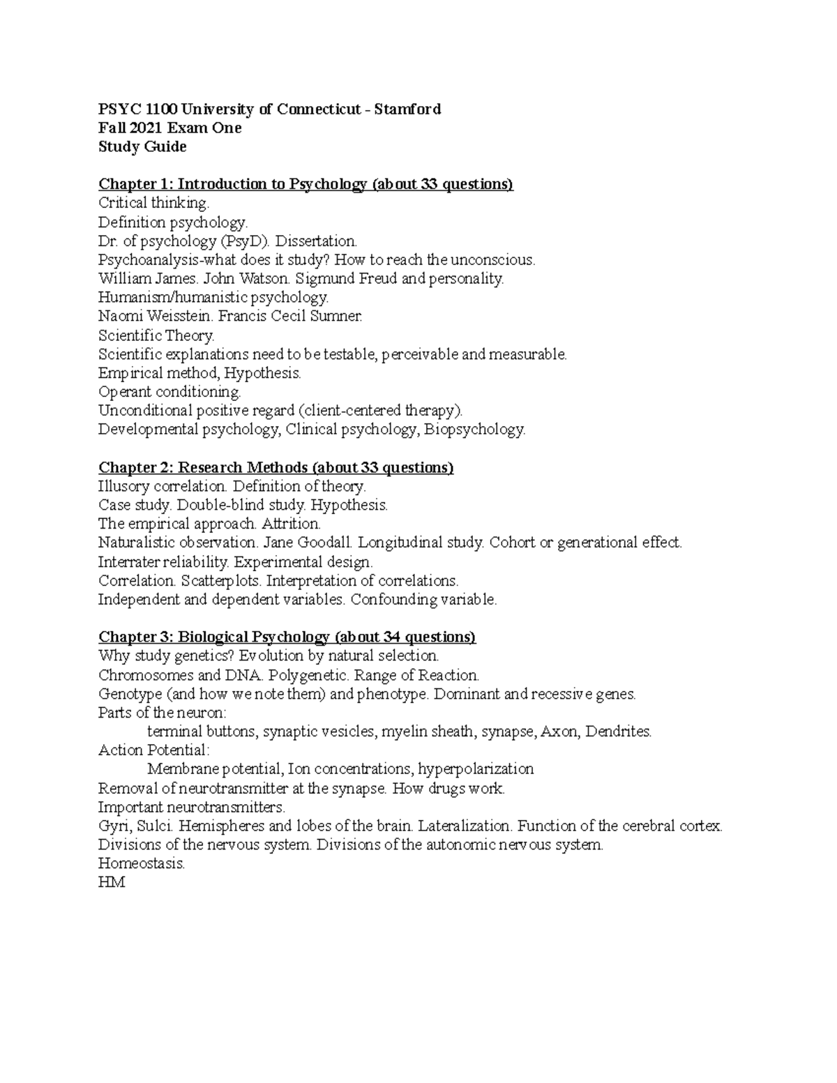 Psyc 1100 Uconn 89 - s8319bg