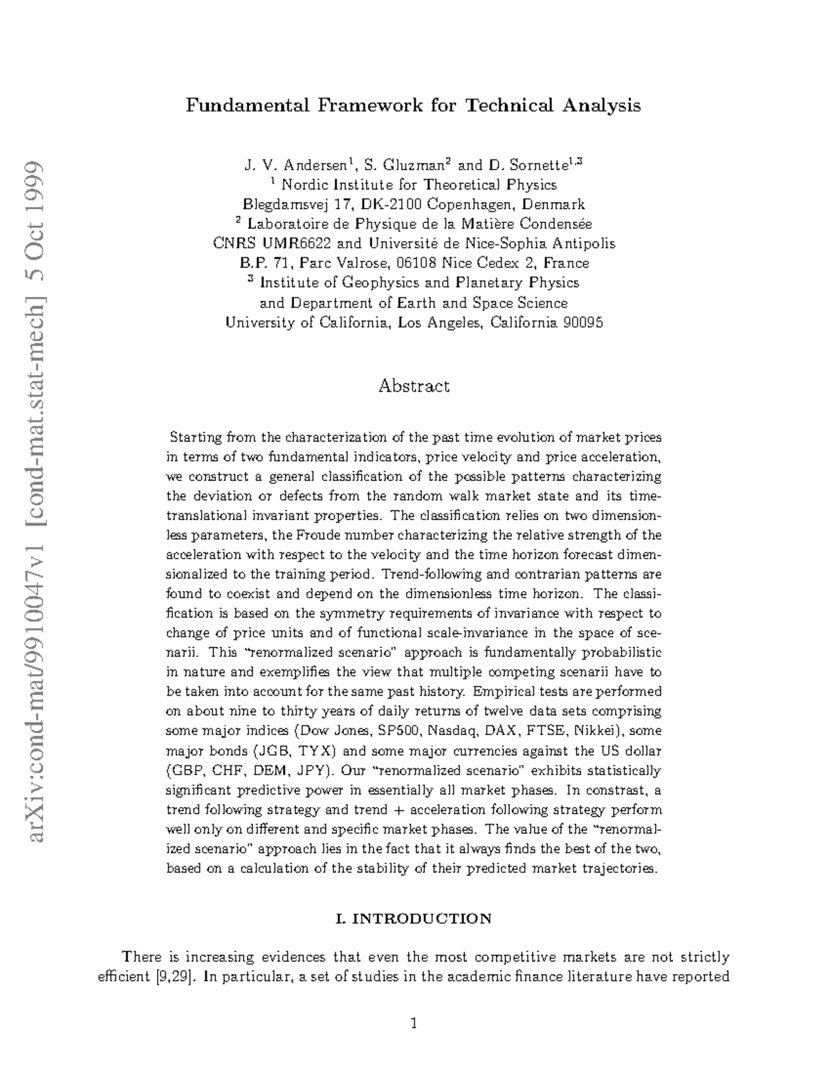 Fundamental Framework For Technical Anal - ArXiv:cond-mat/9910047v1 ...