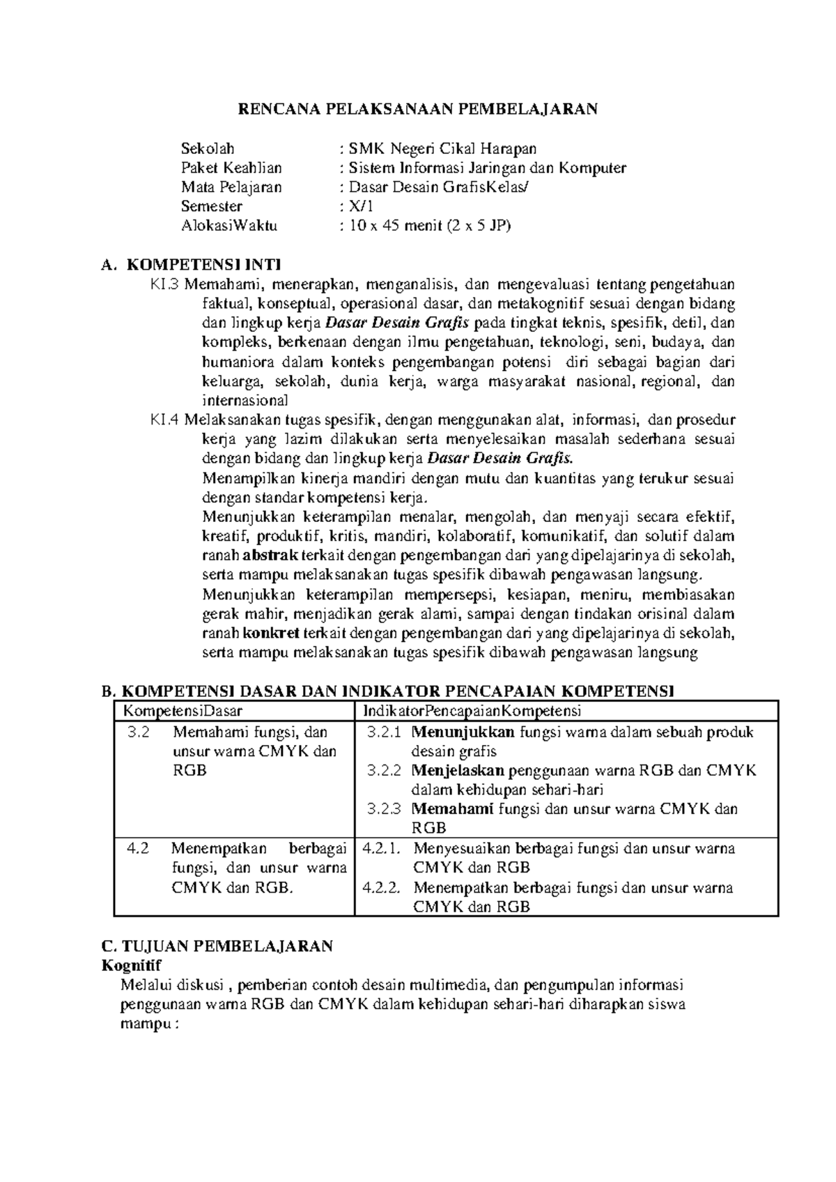 RPP 2 Pertemuan SIJA Dasar Design Grafis - RENCANA PELAKSANAAN ...