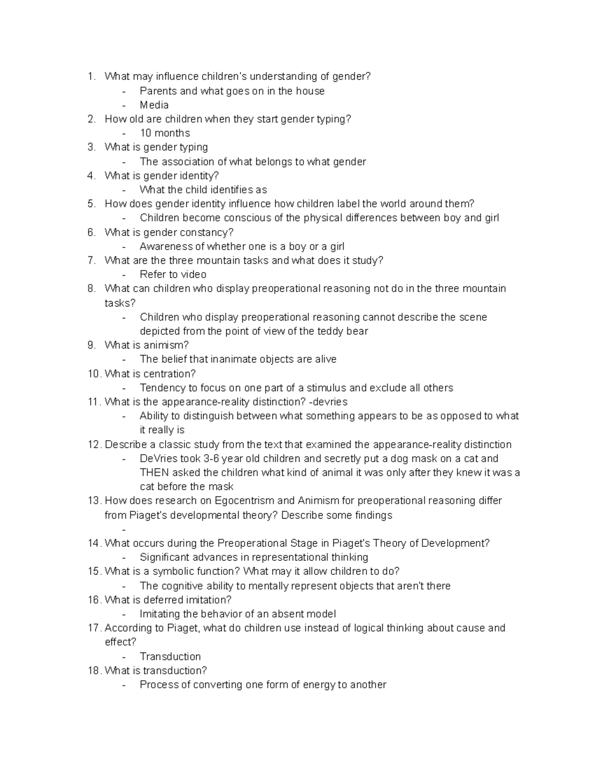 Psych 241 Review - What may influence children’s understanding of ...