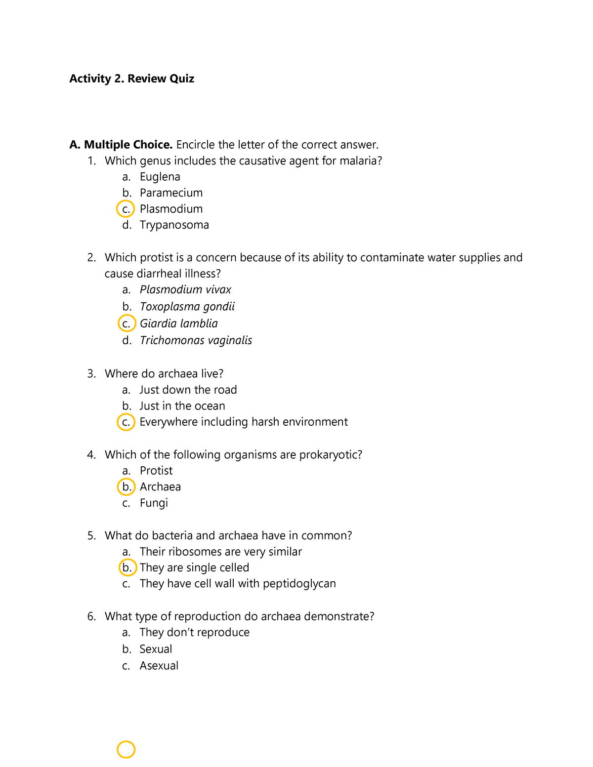 Module 3 Review Quiz - Activity 2. Review Quiz A. Multiple Choice ...