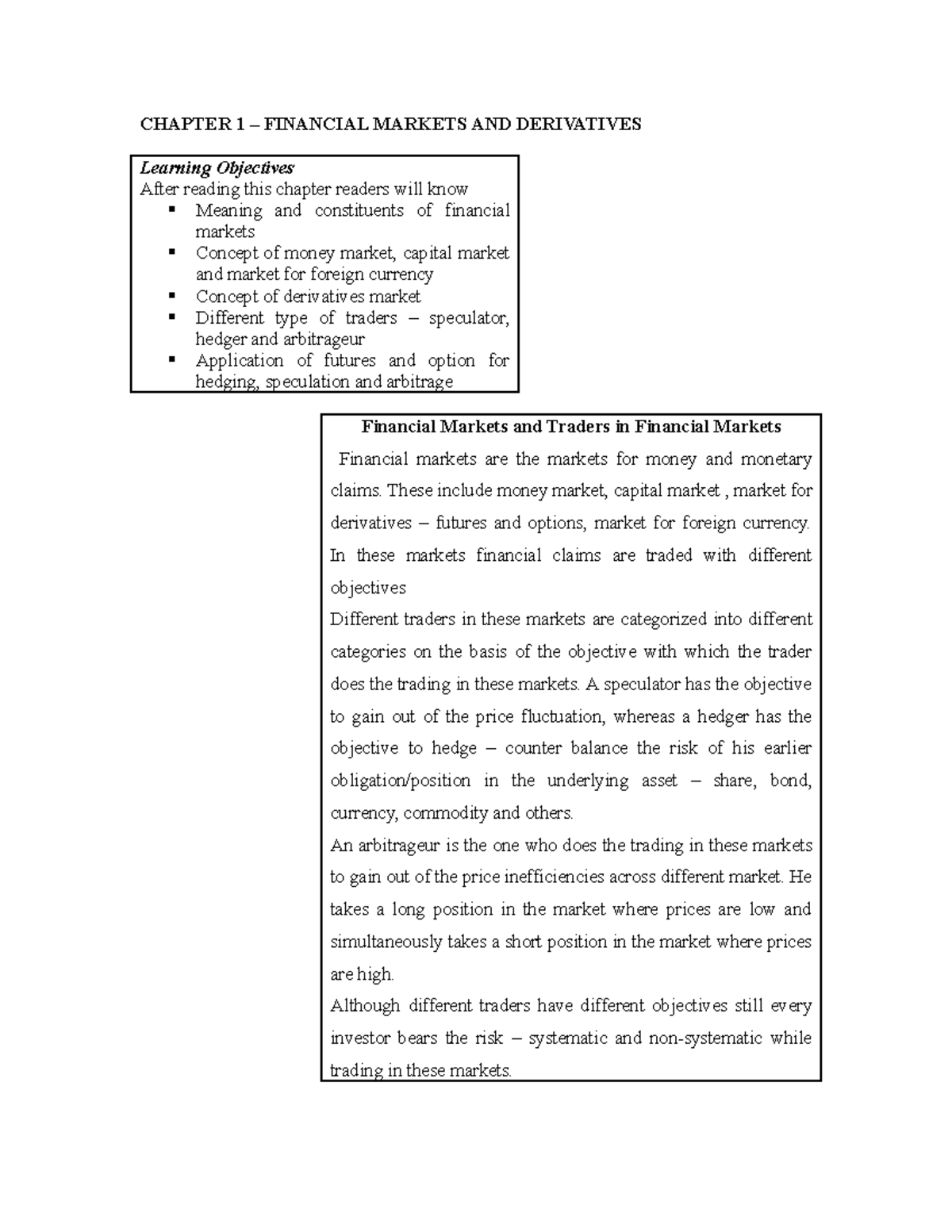 Cahapte 1 - Risk Management and Derivatives - CHAPTER 1 – FINANCIAL ...